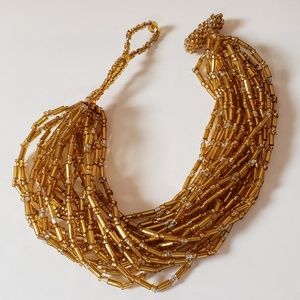 Gold Tone Beaded 20 Strand Bracelet Nepal NWOT